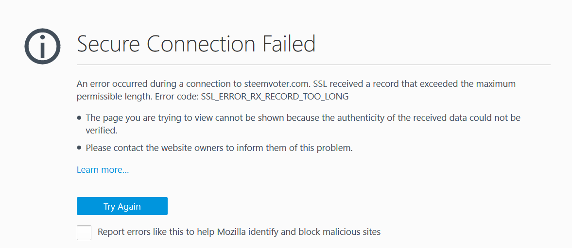 Can't establish secure connection please try again. Что обзначаит connection failed Tru again.