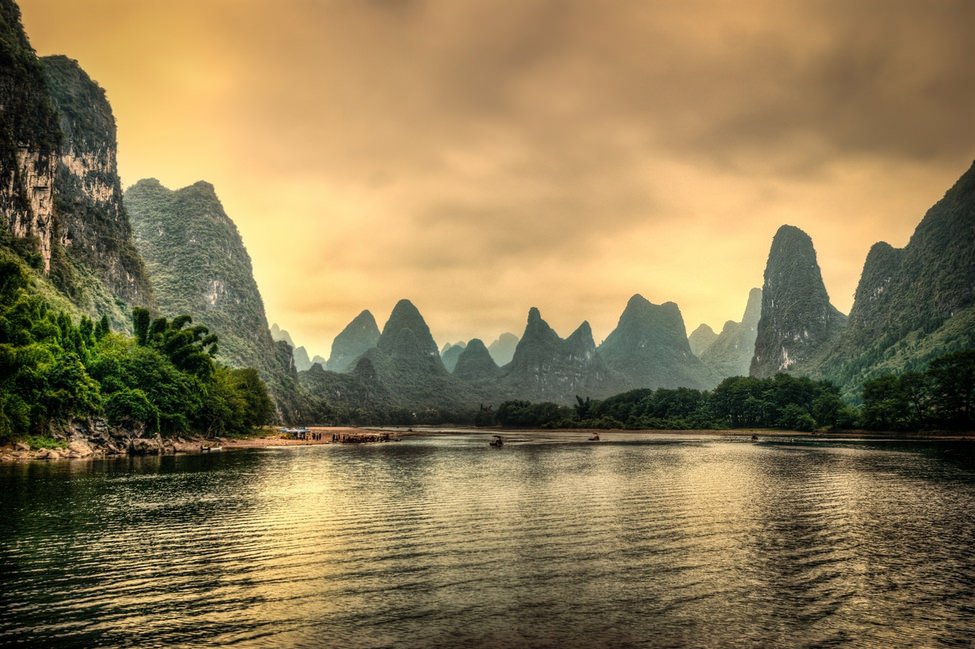 Ли китай. Круиз по реке ли Гуанси. The li River in Guilin. Li River, Guangxi, China. 3. Река ли, Китай.