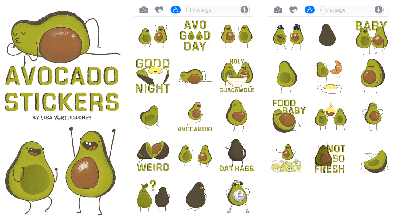 Стикеры для ежедневника авокадо