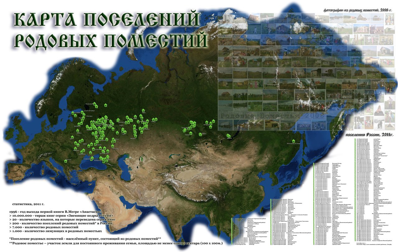 Экопоселения в россии карта