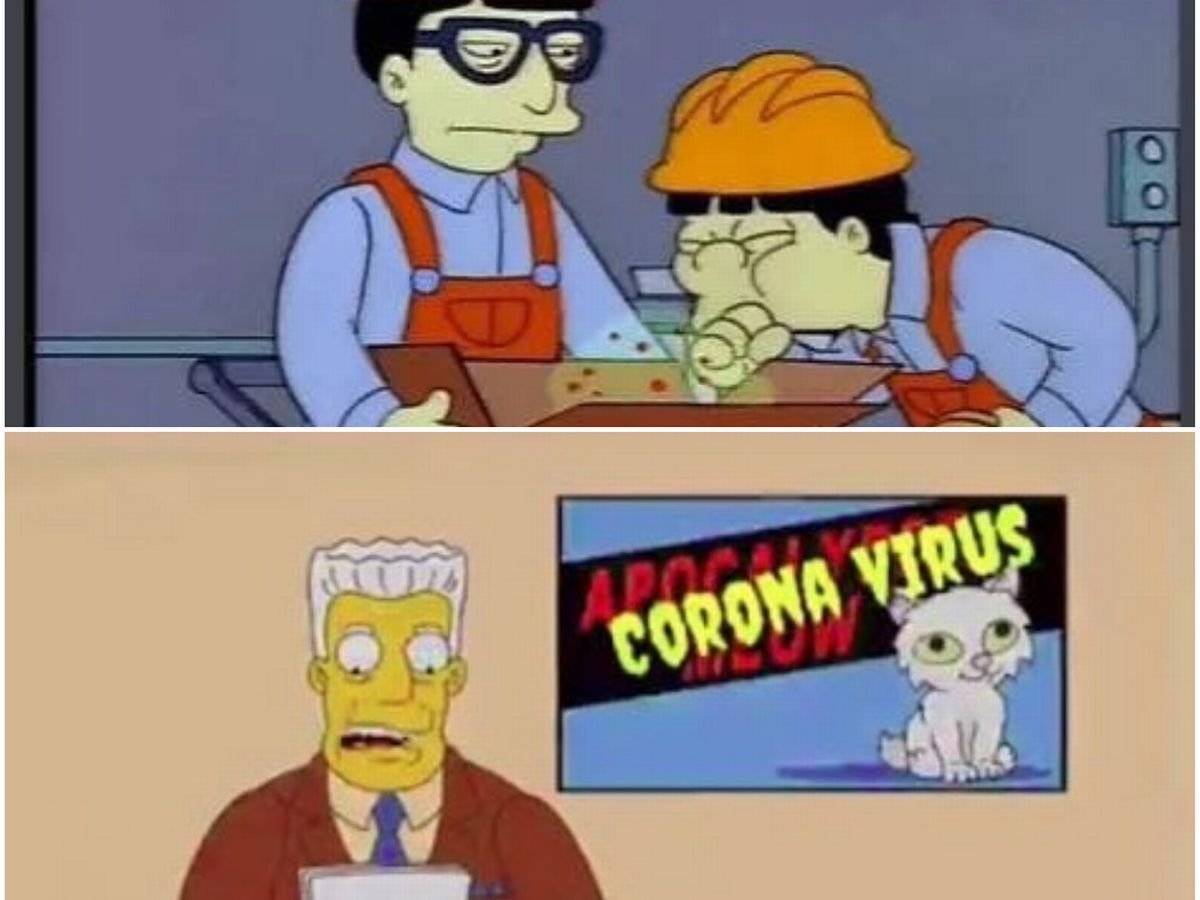 Про симпсонов предсказания. Симпсоны коронавирус 1993. Симпсоны корона. Симпсоны коронавирус. Симпсоны про вирус.