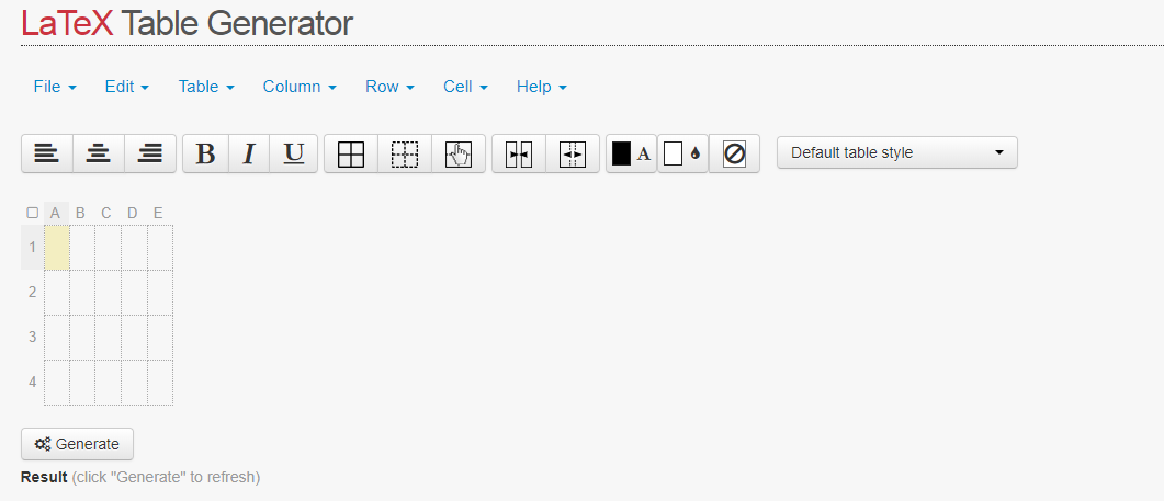 Table generator. Latex Generator. Tables Generator