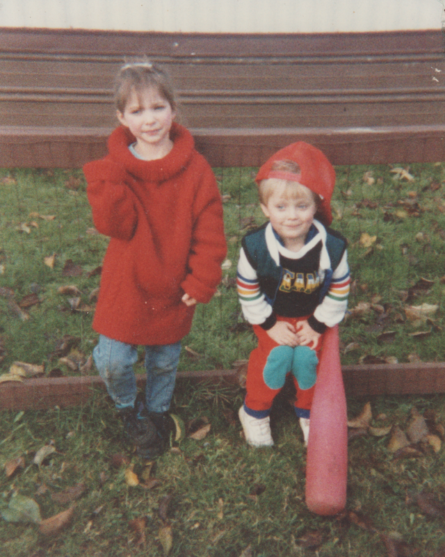 1992-12 Tiffany Cumbo in a Red Sweater & Crystal in a red hat & with a bat fashion show day.png