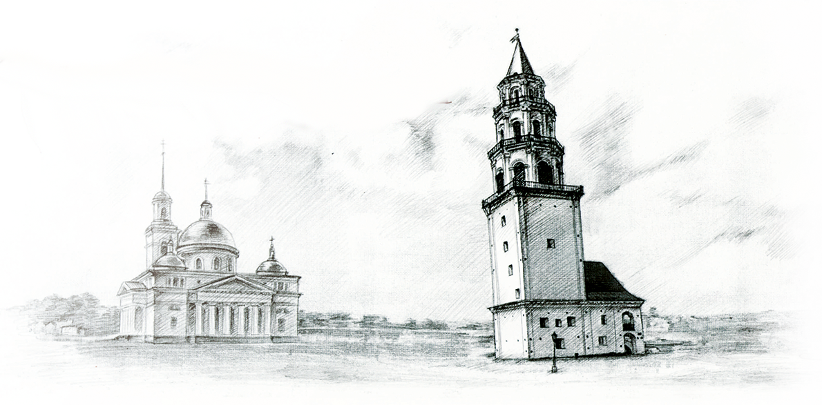 Невьянская наклонная башня рисунок