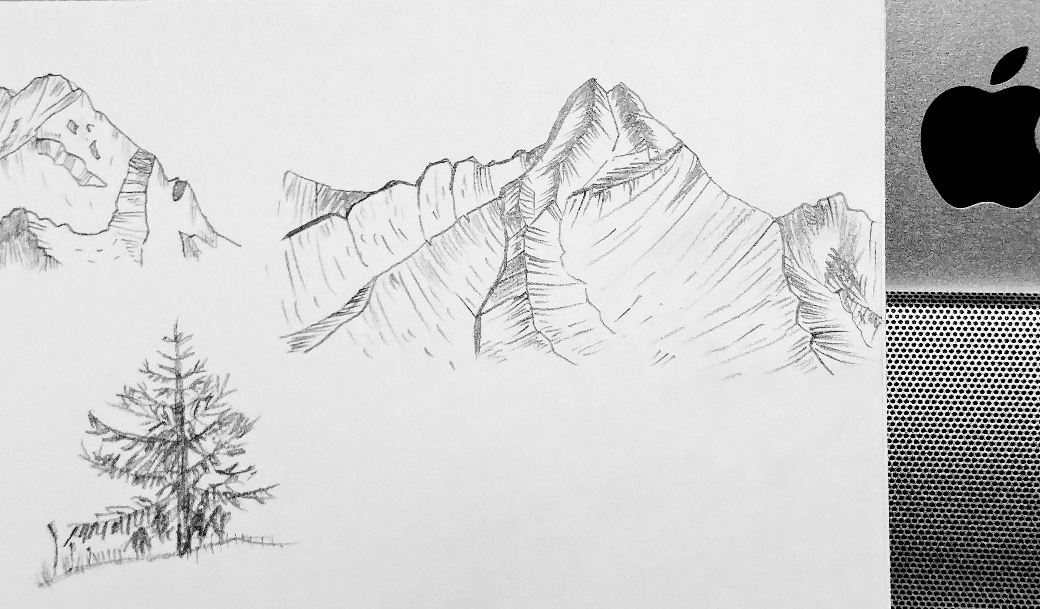 3д рисунок горы в карандаше