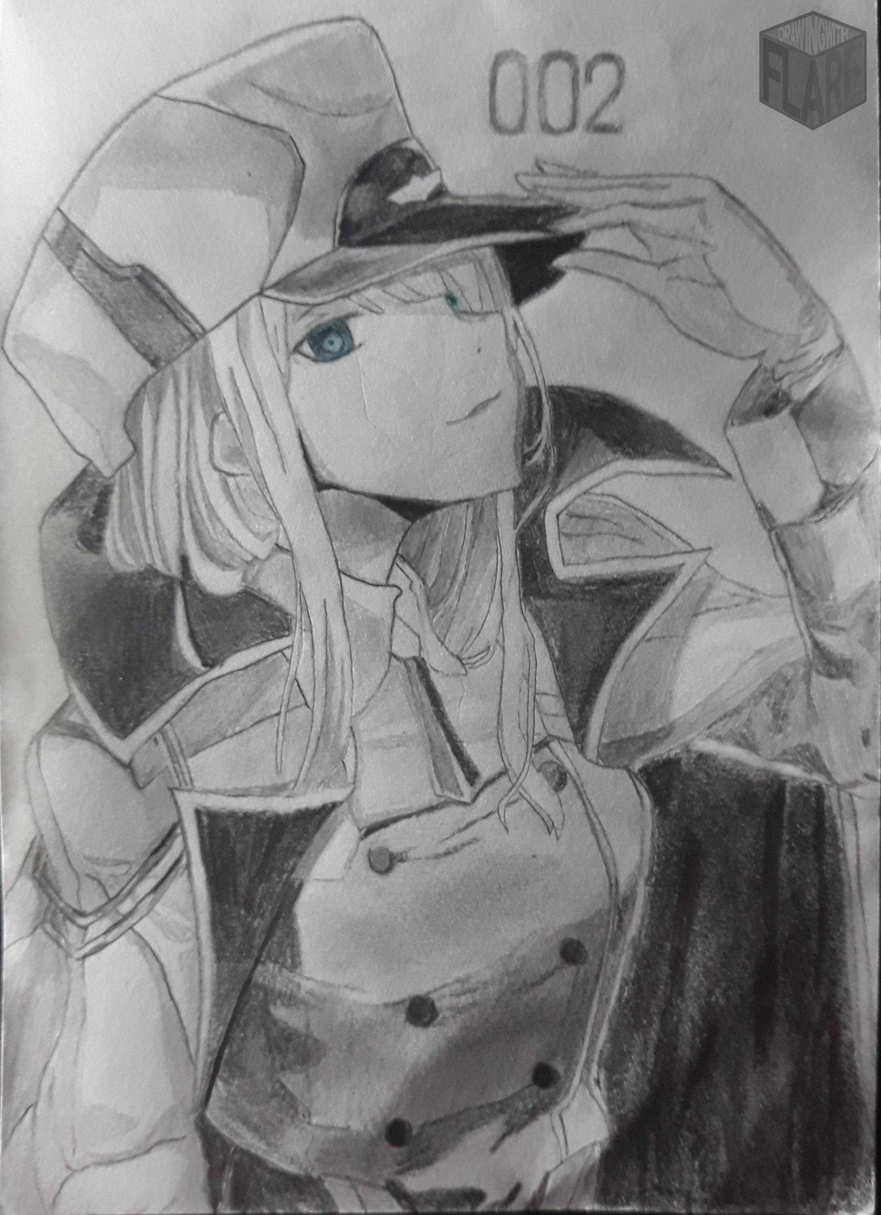 Тату эскиз zero two