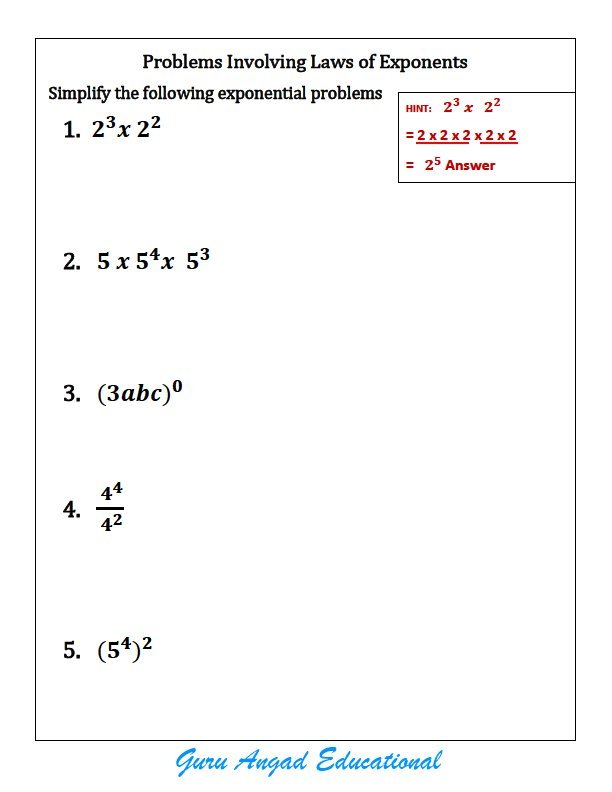 Negative Exponent Practice Problems